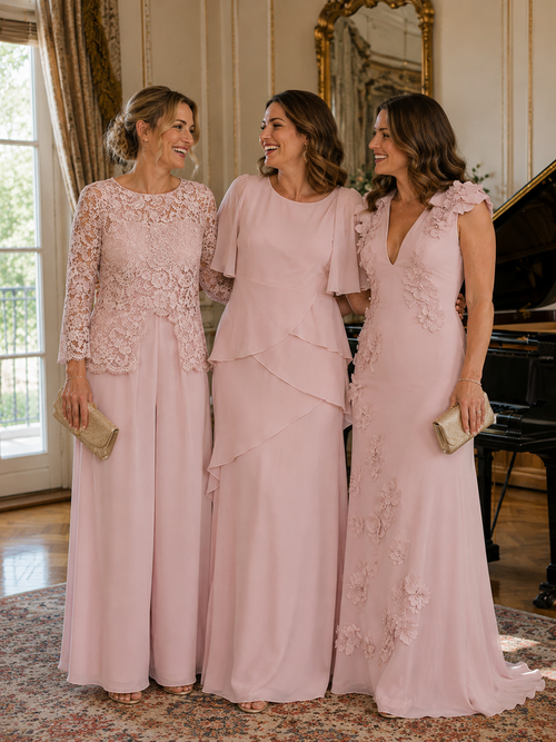 Long floor-length mother of the bride dresses by Jovellee