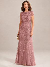 Short Sleeve Sequin Mother of the Bride Dress