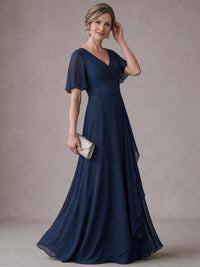 V-Neck Chiffon Lace Mother of the Bride Dresses