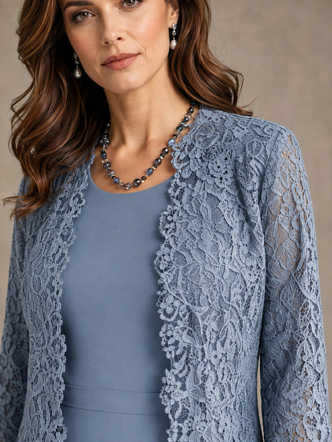 2-Piece Chiffon Mother of the Bride Dress with Lace Jacket