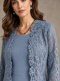 2-Piece Chiffon Mother of the Bride Dress with Lace Jacket