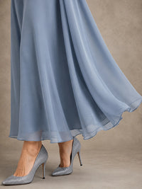 2-Piece Chiffon Mother of the Bride Dress with Lace Jacket