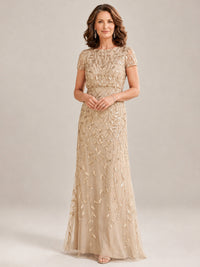 Short Sleeve Sequin Mother of the Bride Dress