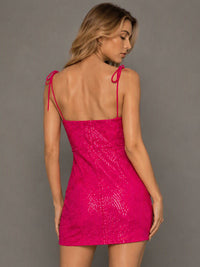 Navy Blue Sequin Spaghetti Strap Mini Dress