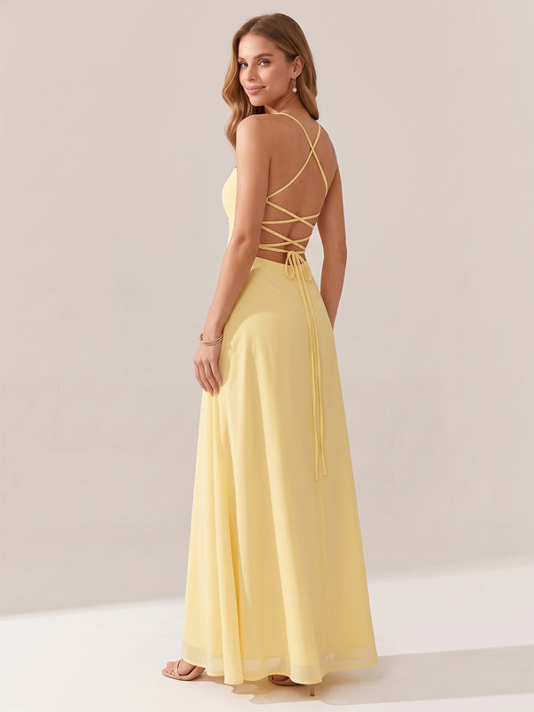 JOVELLEE Sweetheart Ruched Bust Chiffon Maxi Dress