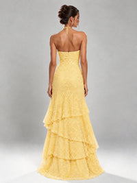 Halter Tiered Mermaid Prom Dress with Sparkly Lace