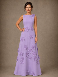 3D Floral Applique A-Line Mother of the Bride Dress