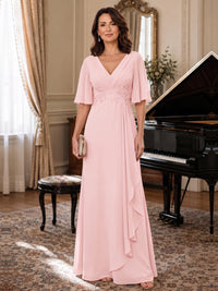 V-Neck Chiffon Lace Mother of the Bride Dresses