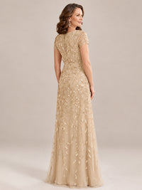Short Sleeve Sequin Mother of the Bride Dress
