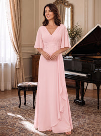 V-Neck Chiffon Lace Mother of the Bride Dresses