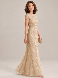 Short Sleeve Sequin Mother of the Bride Dress