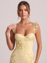 Sweetheart Floral Applique Corset Mermaid Prom Dress with High Slit