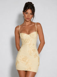 3D Floral Embellished Corset Homecoming Mini Dress