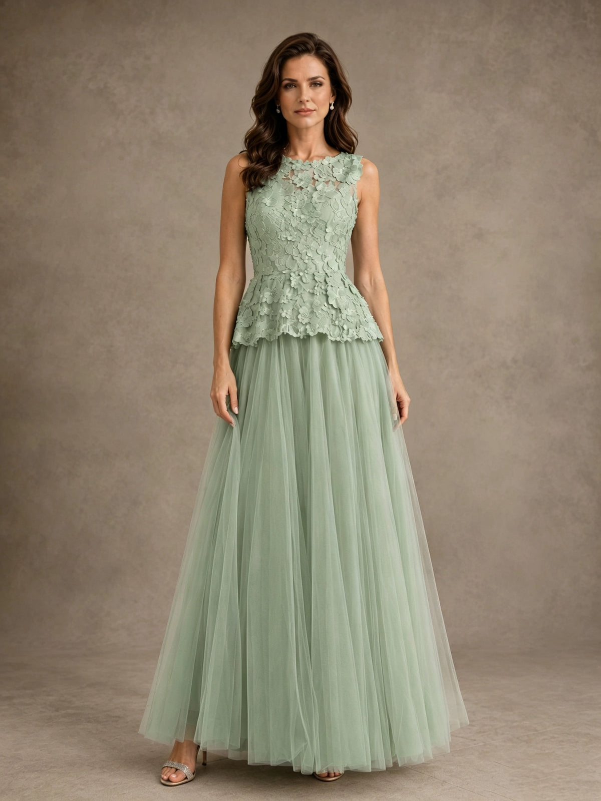 A-Line Chiffon Mother of the Bride Dress with Lace Appliques