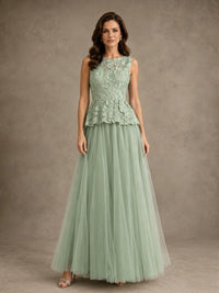 A-Line Chiffon Mother of the Bride Dress with Lace Appliques