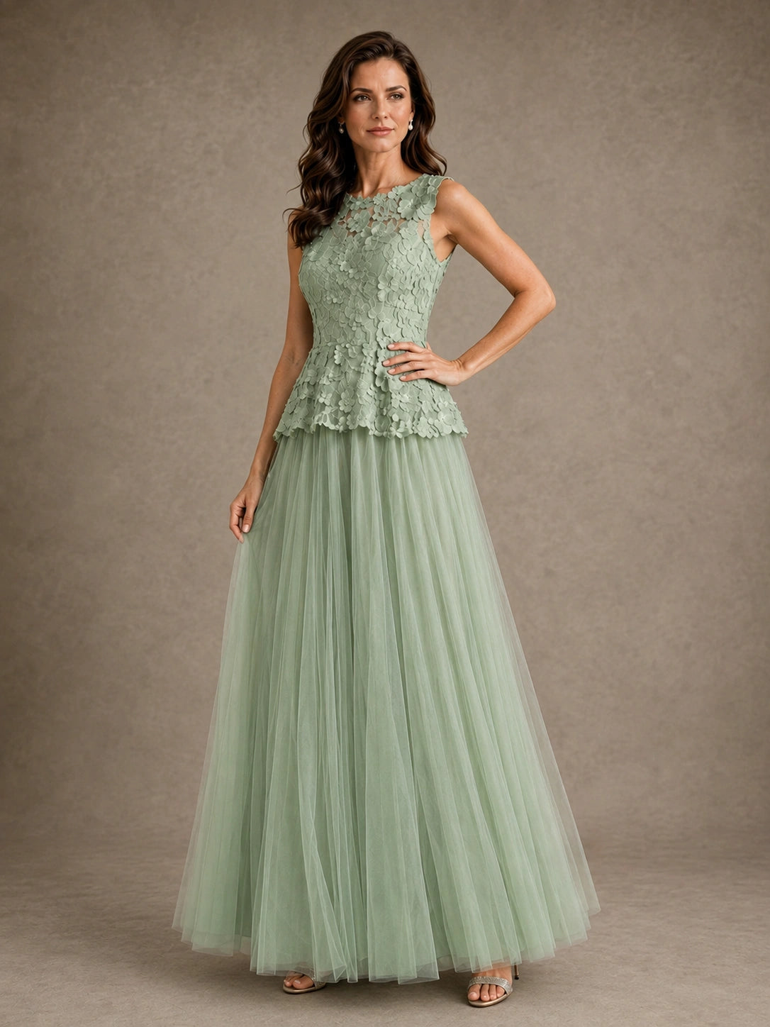 A-Line Chiffon Mother of the Bride Dress with Lace Appliques