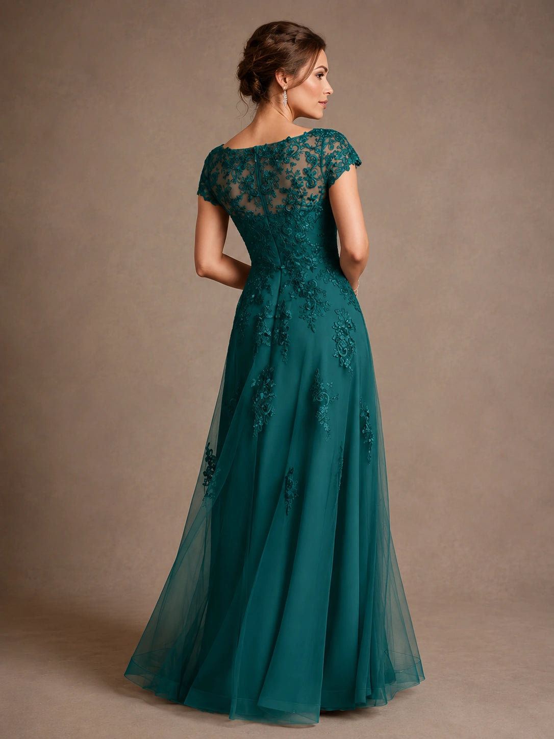A-Line Chiffon Mother of the Bride Dress with Lace Appliques