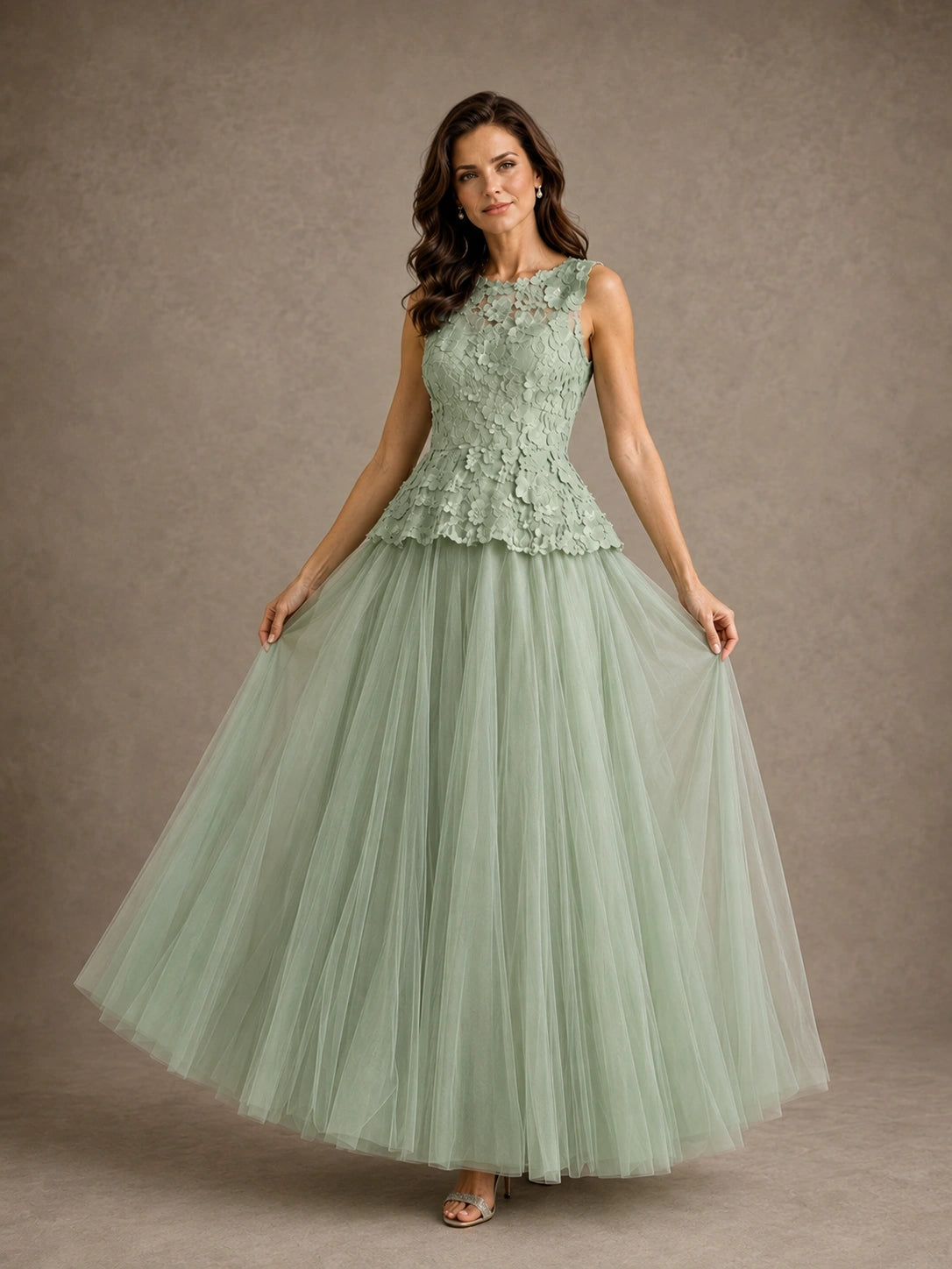 A-Line Chiffon Mother of the Bride Dress with Lace Appliques