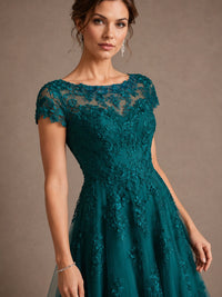 A-Line Chiffon Mother of the Bride Dress with Lace Appliques