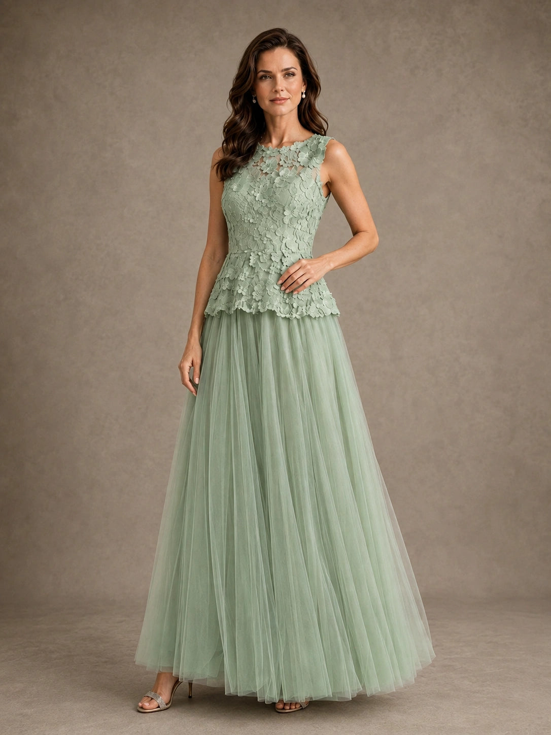 A-Line Chiffon Mother of the Bride Dress with Lace Appliques