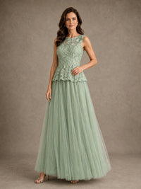 A-Line Chiffon Mother of the Bride Dress with Lace Appliques