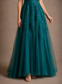 A-Line Chiffon Mother of the Bride Dress with Lace Appliques