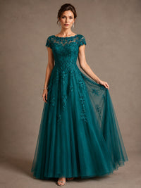 A-Line Chiffon Mother of the Bride Dress with Lace Appliques