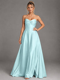 Sweetheart Neck Strapless Satin A-Line Prom Dress