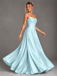 Sweetheart Neck Strapless Satin A-Line Prom Dress