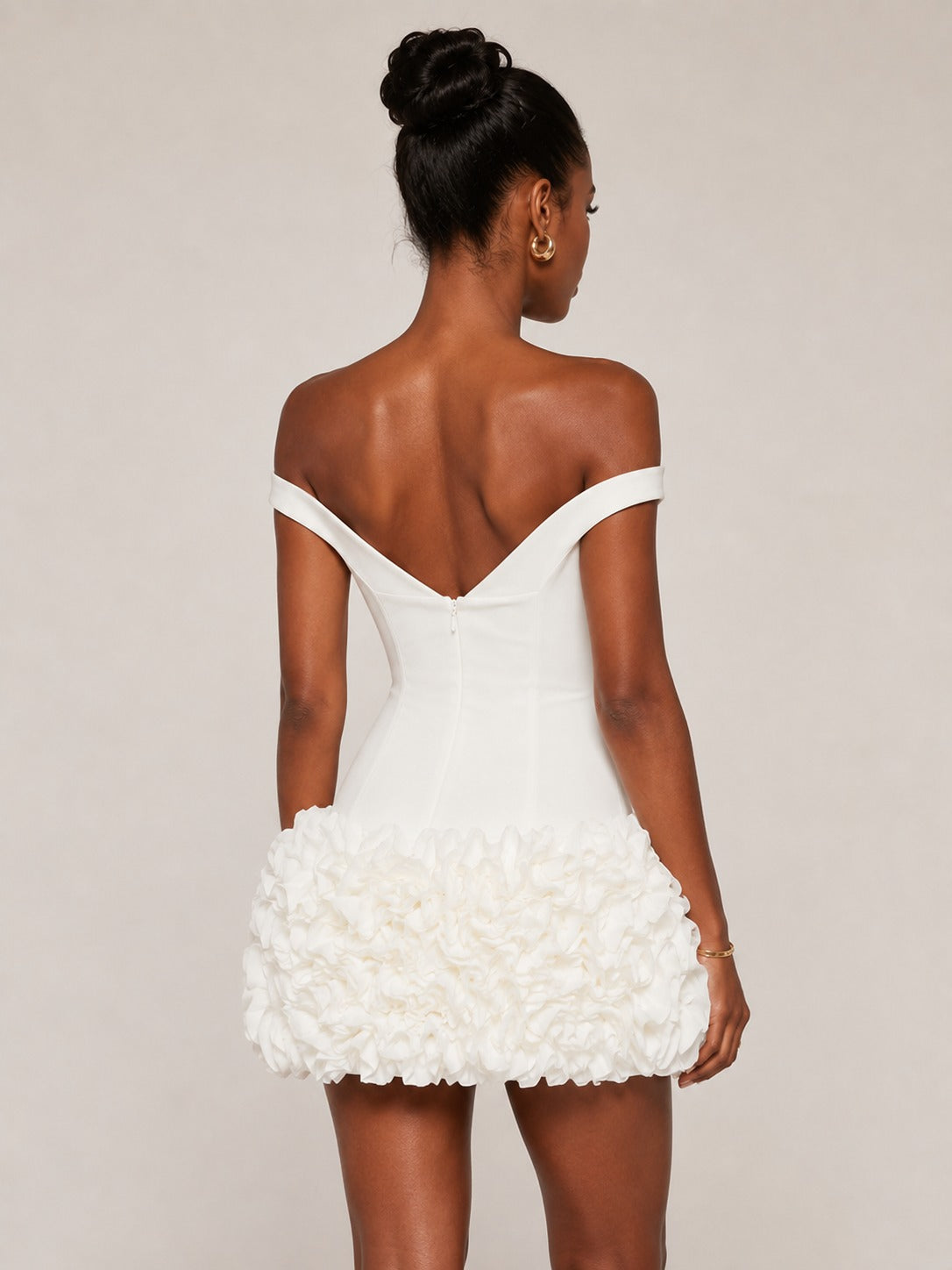 Back view of Jovellee ivory mini dress