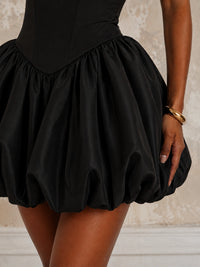 Black Off Shoulder Homecoming Mini Dress with Bow