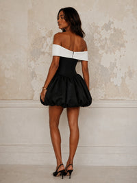 Black Off Shoulder Homecoming Mini Dress with Bow