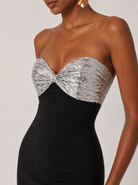 Black Strapless Sequin Bustier Mermaid Prom Dress