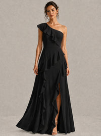 Sage Green One Shoulder Ruffle Bridesmaid Dress