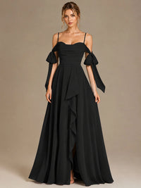 A-Line Ruffles Chiffon Bridesmaid Dress with Slit