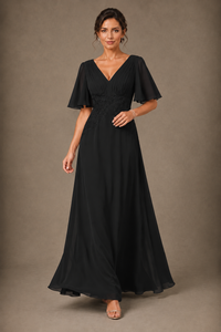 A-Line Chiffon Mother of the Bride Dress with Applique