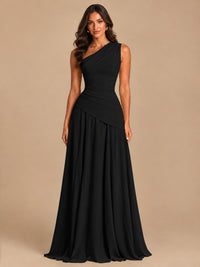 One Shoulder Prom Dress A-line Ruched Women Wedding Formal Gowns