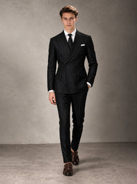 Double Breasted Pinstripe Men's Suit 2 Piece (Jacket & Pants) for Wedding & Formal Prom