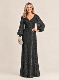 Sparkle Sequin Mother of The Bride Dresses with Long Sleeves