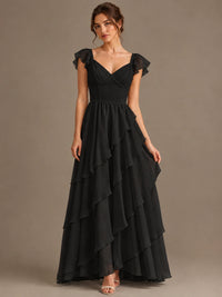 Ruffle Tiered V Neck Maxi Dress