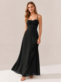 JOVELLEE Yellow Sweetheart Ruched Bust Chiffon Maxi Dress