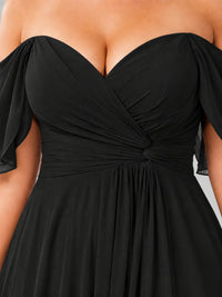 Off Shoulder Chiffon Bridesmaid Dress with Slit