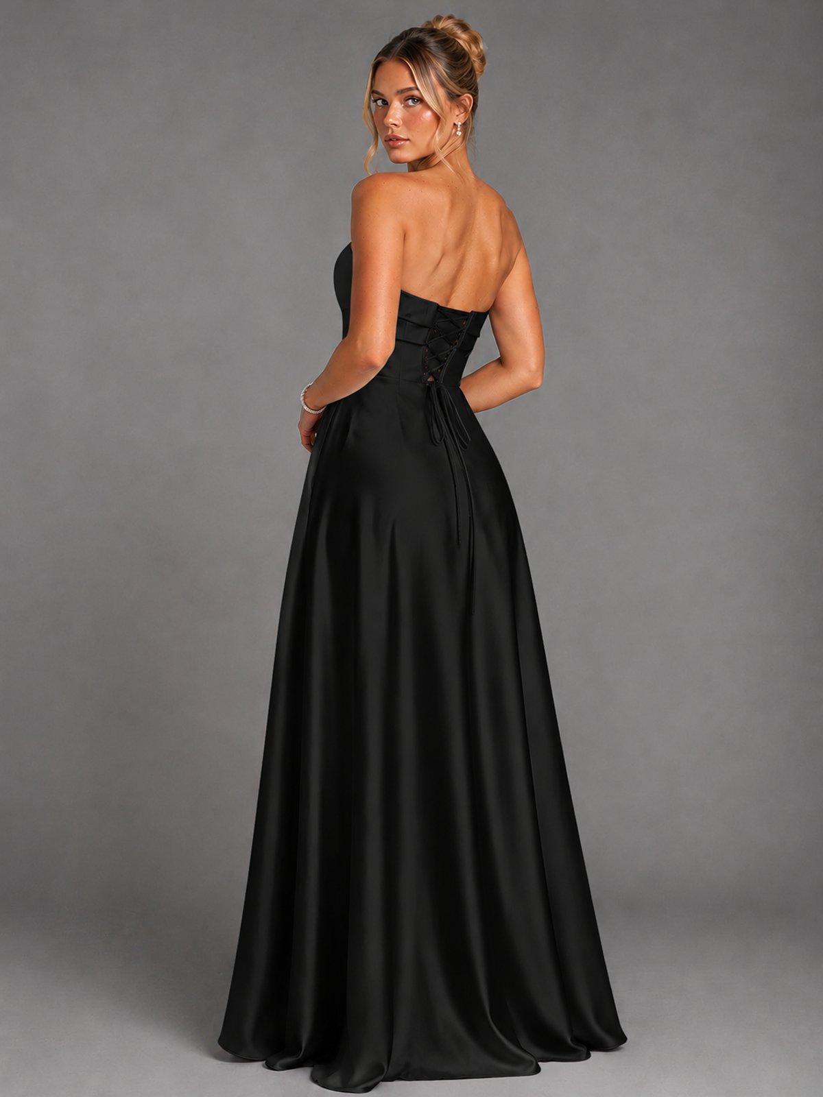 Sweetheart Neck Strapless Satin A-Line Prom Dress