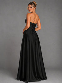 Sweetheart Neck Strapless Satin A-Line Prom Dress