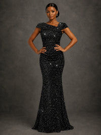 Sequin Off Shoulder Mermaid Prom Dress