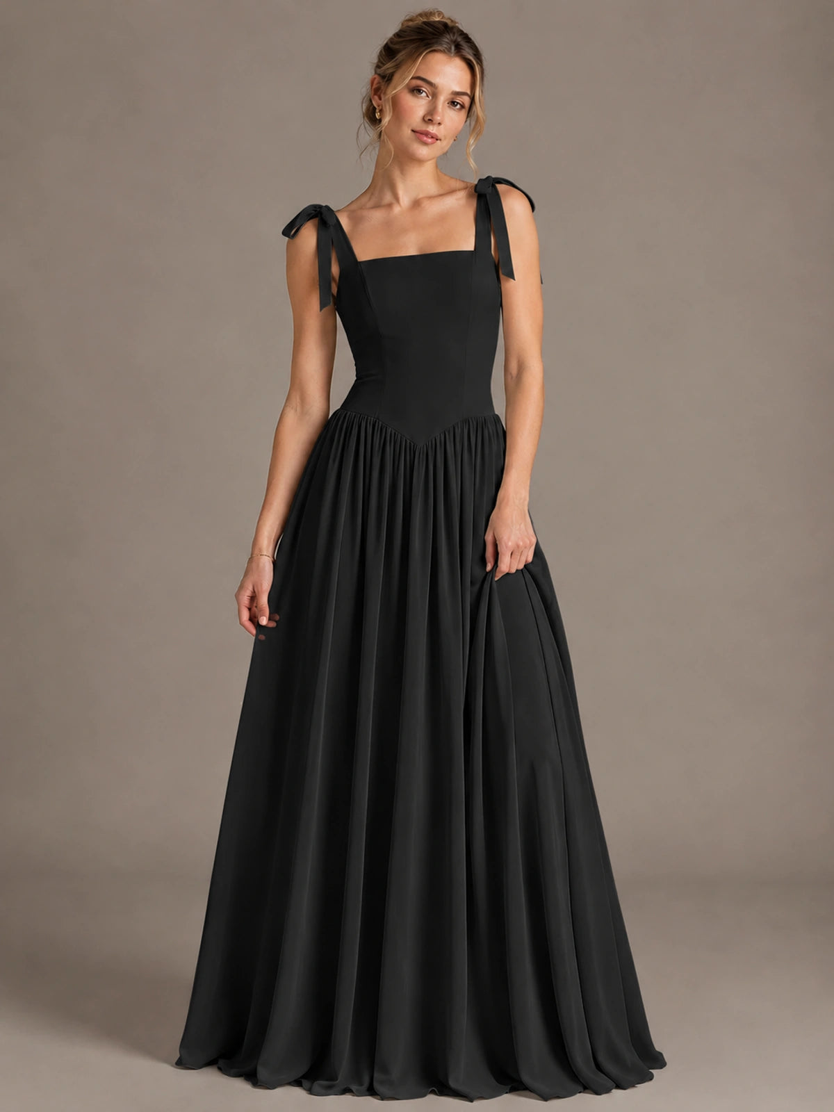 Square Neck A-Line Maxi Dress