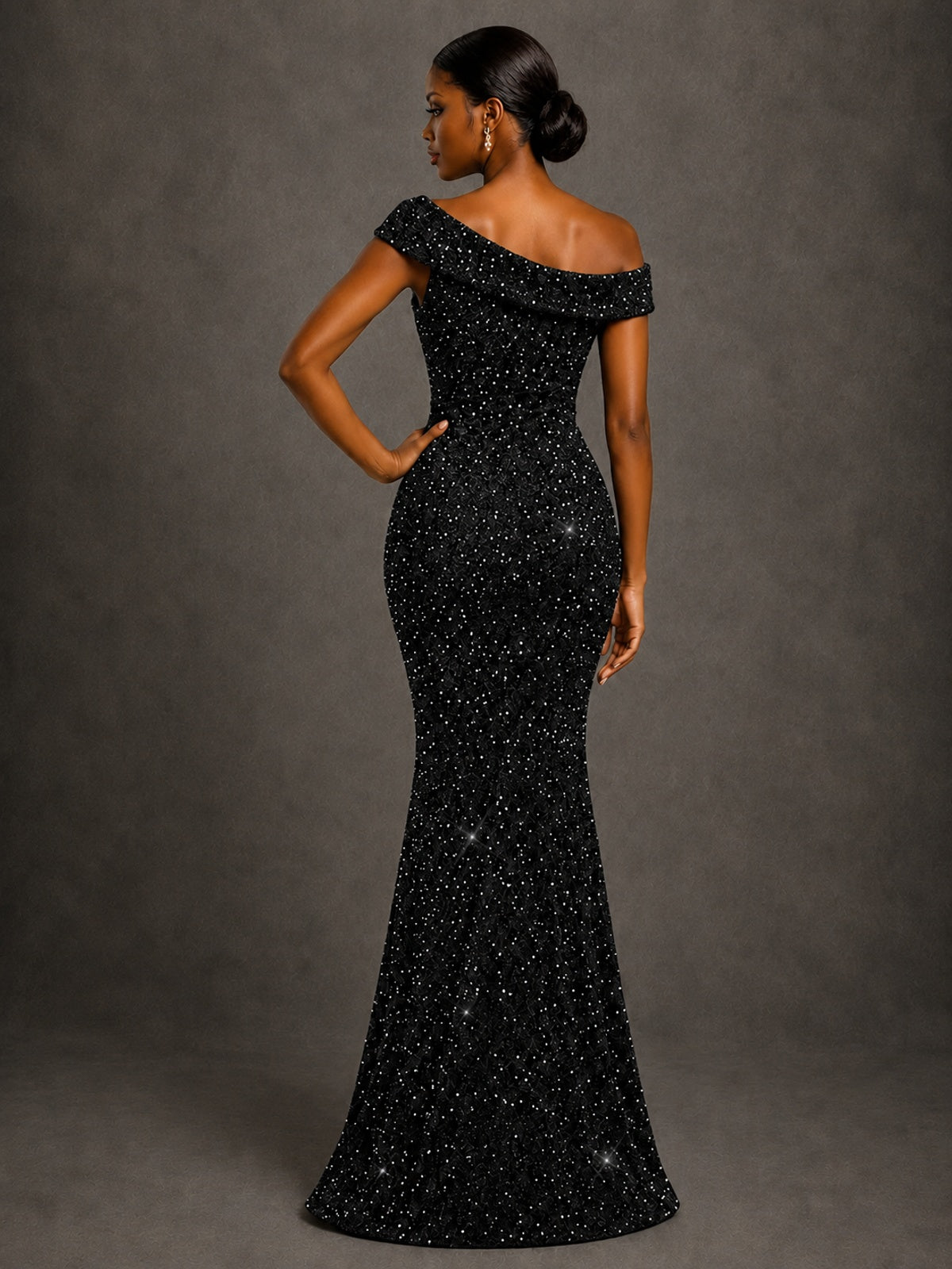 Sequin Off Shoulder Mermaid Prom Dress