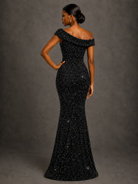 Sequin Off Shoulder Mermaid Prom Dress