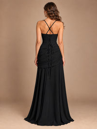 Butter Yellow Square Neck Ruched A-Line Prom Dress