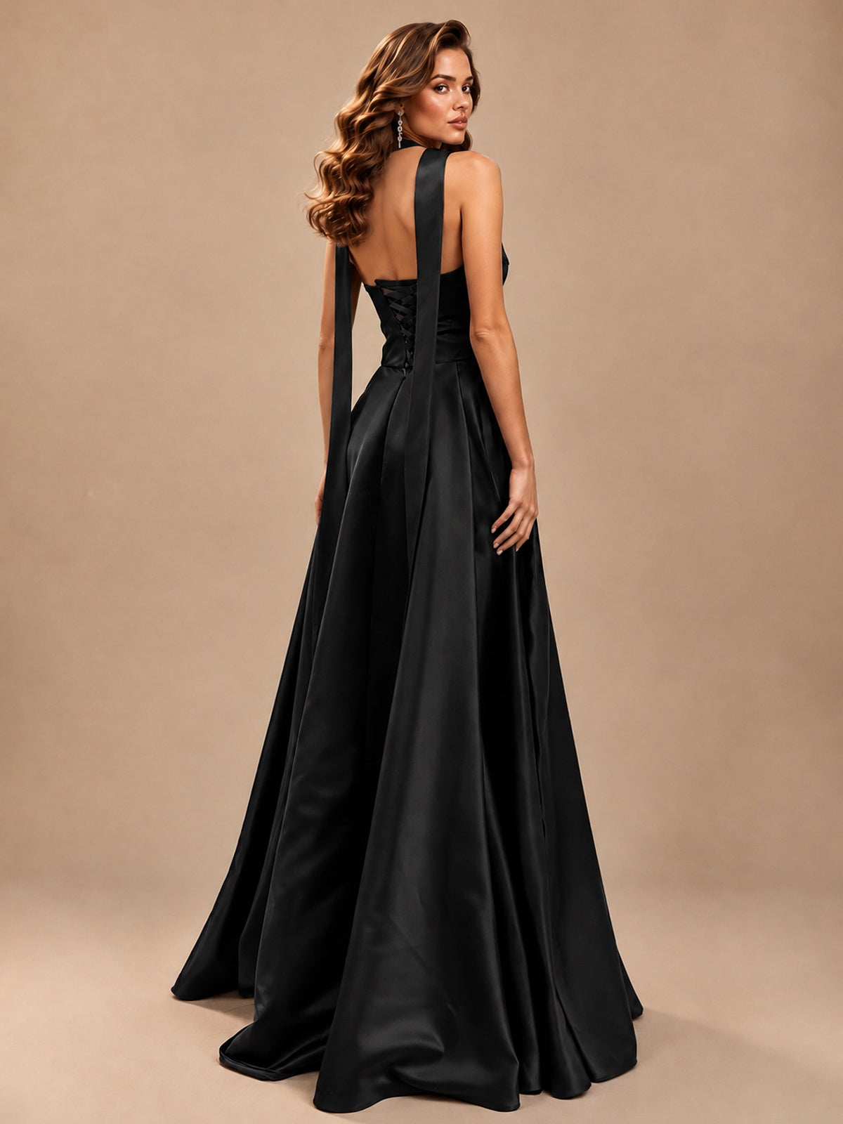 Strapless Prom Dress Side High Slit A-line Formal Dress with Scarf